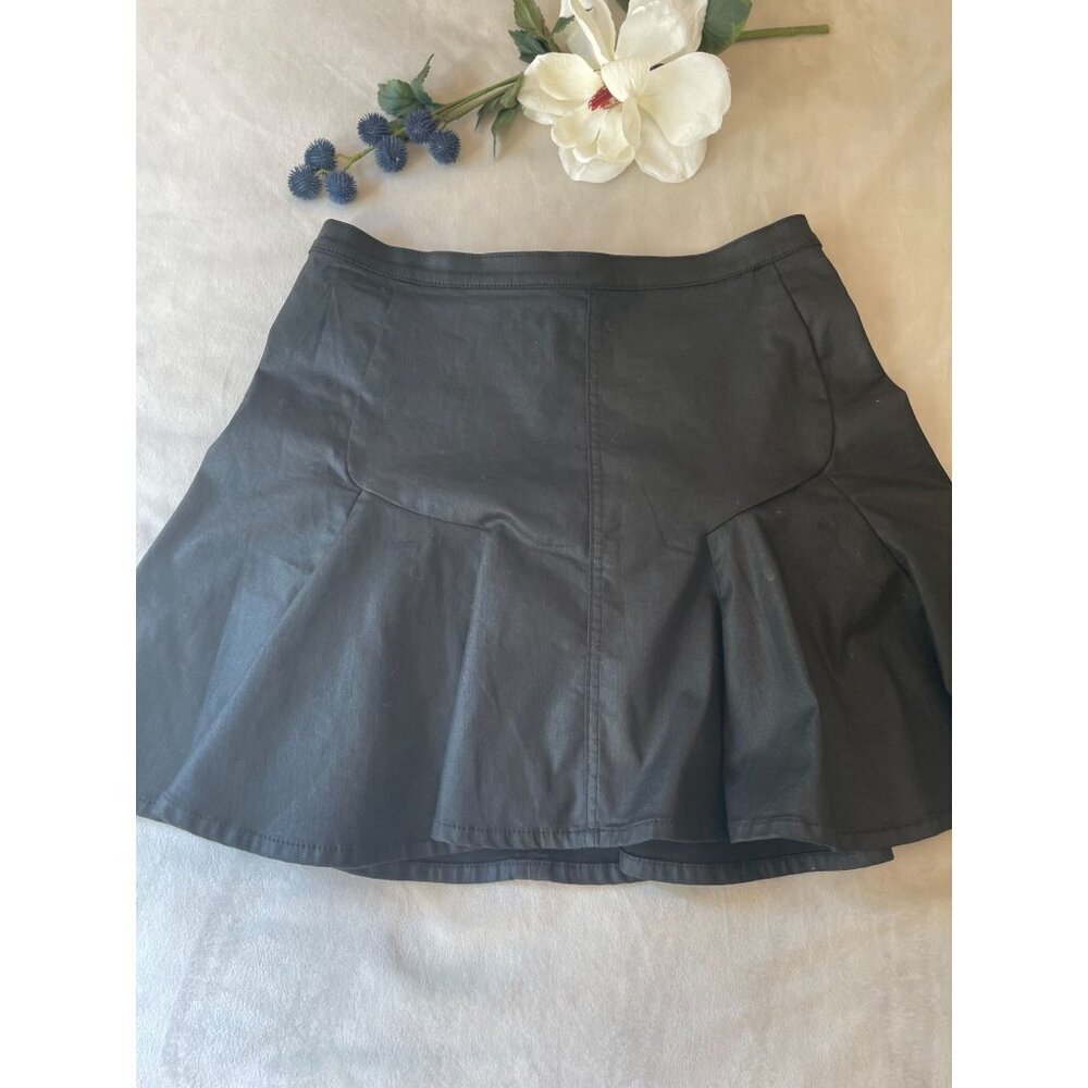 7 For All Mankind Black Womens Flared Skirt Above Knee 31 Shiny Whimsygoth
